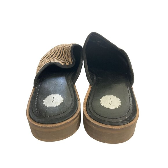 Journee Collection Women's Size 9 Black Tan Woven Slip-On Mules shoes - Picture 4 of 9